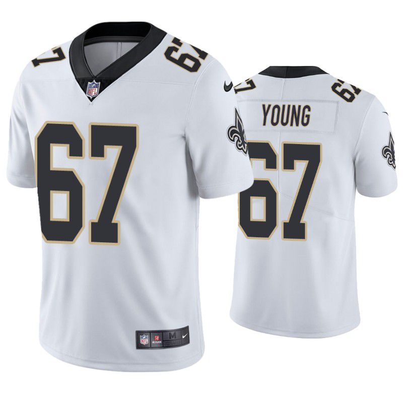 Men New Orleans Saints 67 Landon Young Nike White Limited NFL Jersey